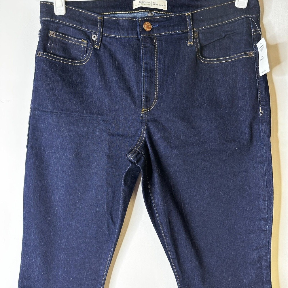GAP 1969 Jean Women 32 S Dark Wash Stretch Mid Rise Gap For Good True Skinny NWT - Picture 2 of 10